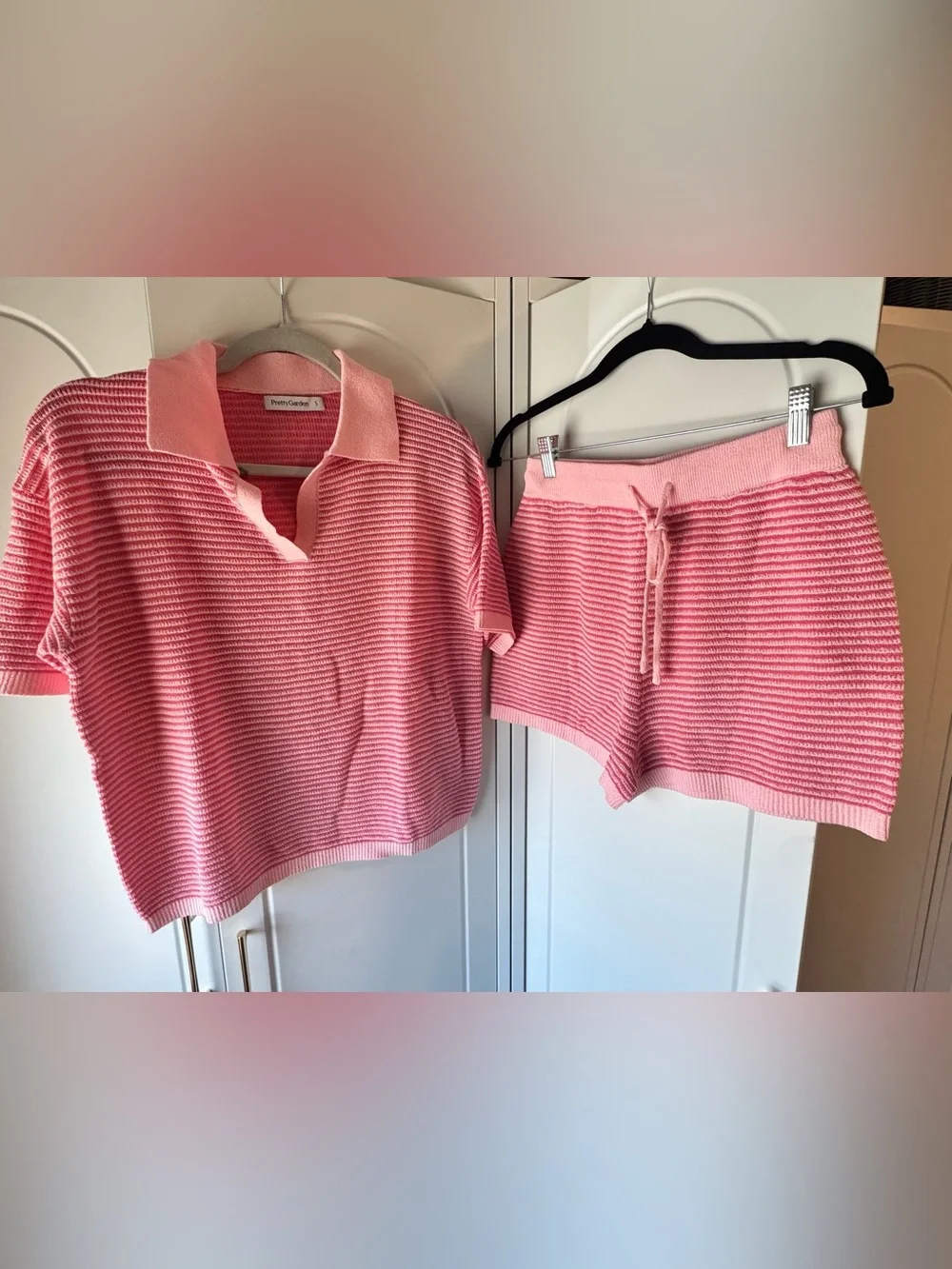 Pretty Garden Striped Pink Knit Lounge Matching Set
